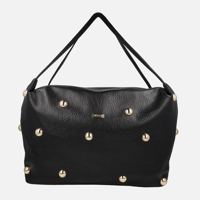 Bolsos negros efecto piel para hombro con tachas color oro