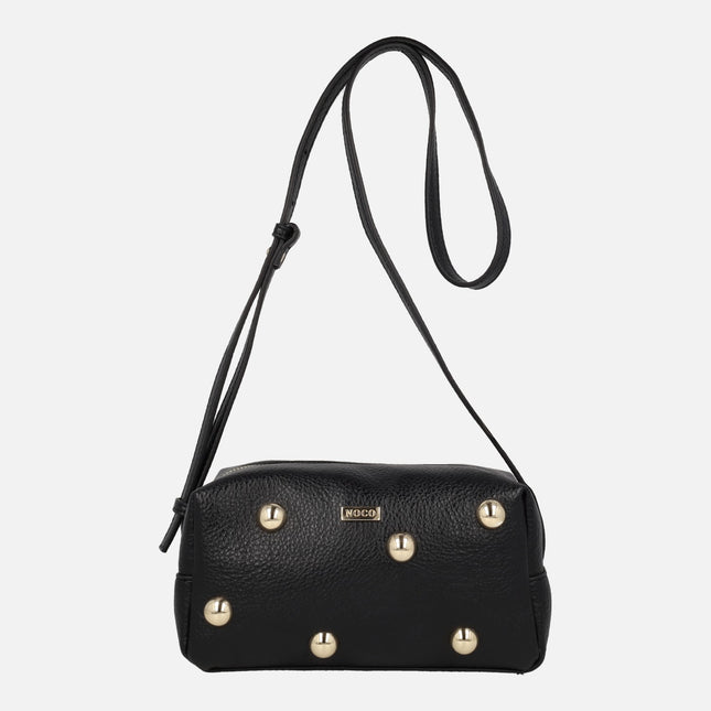 Bolsos bandolera de color negro con tachuelas doradas