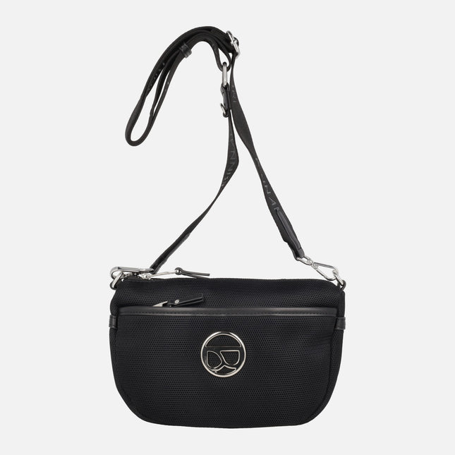Crossbody bags in mesh effect fabric