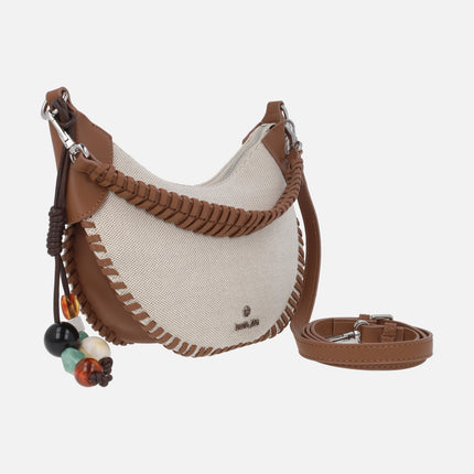 Selva half-moon bags in brown and beige with double handle