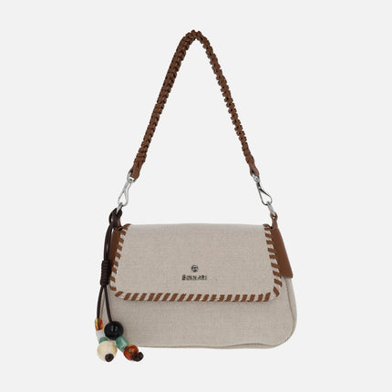Bolsos con tapa para hombro en combinado beige
