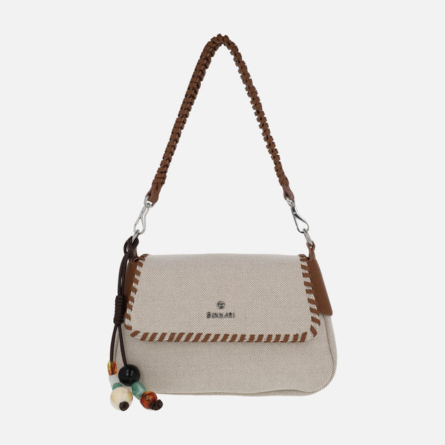 Shoulder bags with cover in beige combination