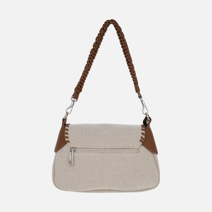 Bolsos con tapa para hombro en combinado beige