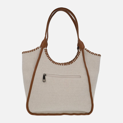 Bolsos para hombro en combinado beige con adorno de pedrería