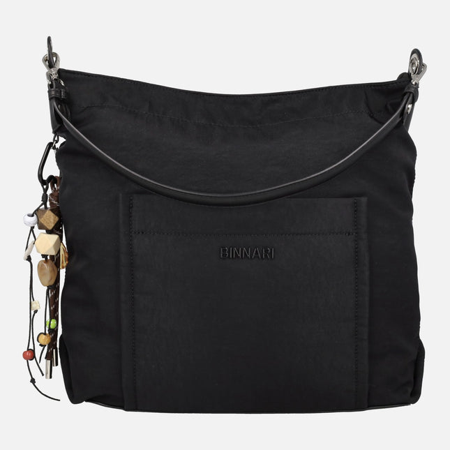 Bolsos para hombro Xara en nylon negro con colgante