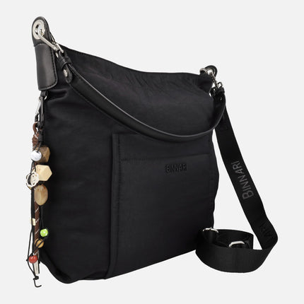 Bolsos para hombro Xara en nylon negro con colgante