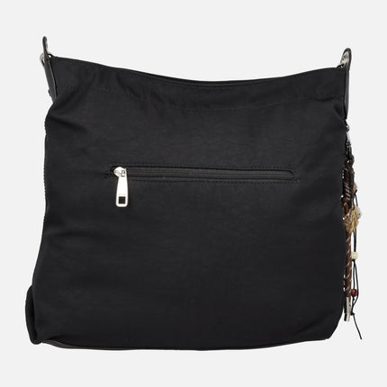 Bolsos para hombro Xara en nylon negro con colgante