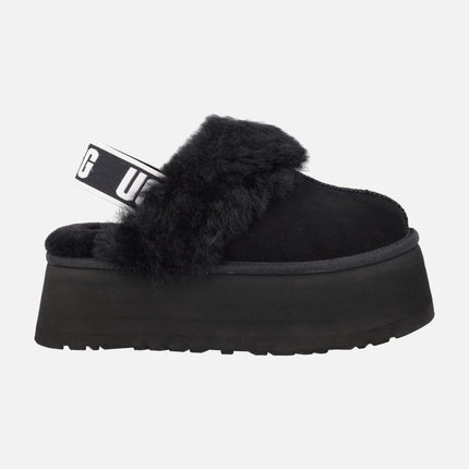 UGG FUNKETTE Suede Clogs with Fur Collar and Elastic Strap