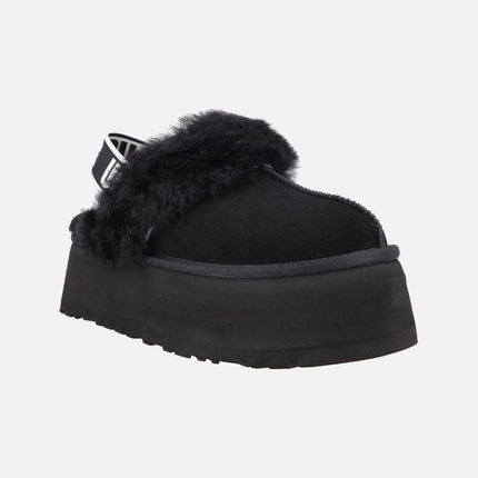 UGG FUNKETTE Suede Clogs with Fur Collar and Elastic Strap
