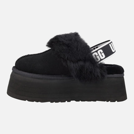 UGG FUNKETTE Suede Clogs with Fur Collar and Elastic Strap