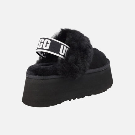 UGG FUNKETTE Suede Clogs with Fur Collar and Elastic Strap
