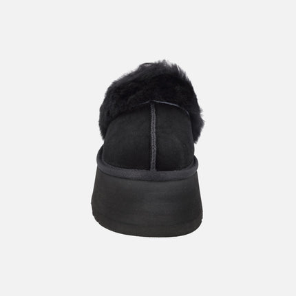 UGG FUNKETTE Suede Clogs with Fur Collar and Elastic Strap