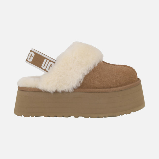 Zuecos de ante UGG FUNKETTE con cuello de pelo y tira elástica