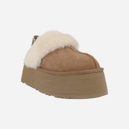UGG FUNKETTE Suede Clogs with Fur Collar and Elastic Strap