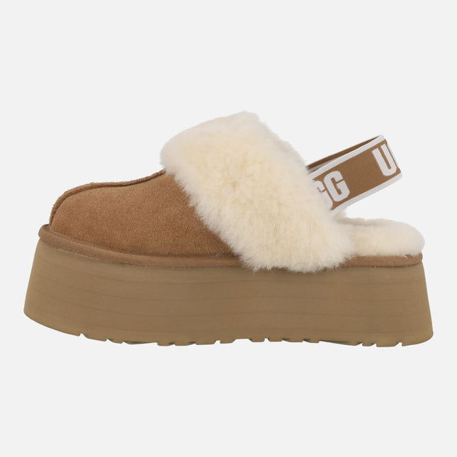 Zuecos de ante UGG FUNKETTE con cuello de pelo y tira elástica