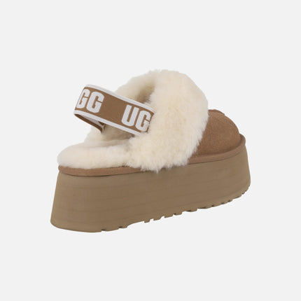 UGG FUNKETTE Suede Clogs with Fur Collar and Elastic Strap