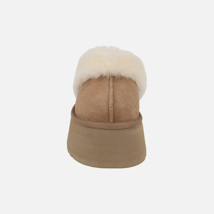UGG FUNKETTE Suede Clogs with Fur Collar and Elastic Strap