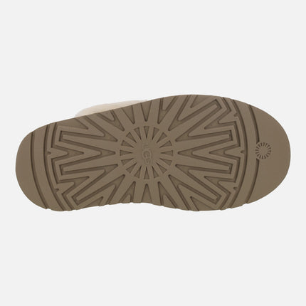 UGG FUNKETTE Suede Clogs with Fur Collar and Elastic Strap
