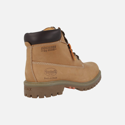 Botas de cordones para hombre en piel nobuck melocotón