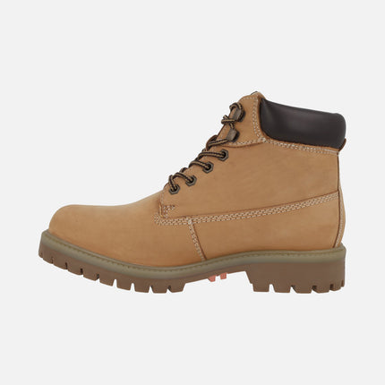 Botas de cordones para hombre en piel nobuck melocotón