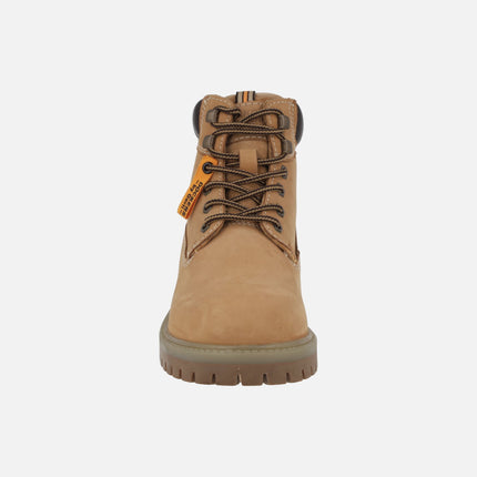 Botas de cordones para hombre en piel nobuck melocotón