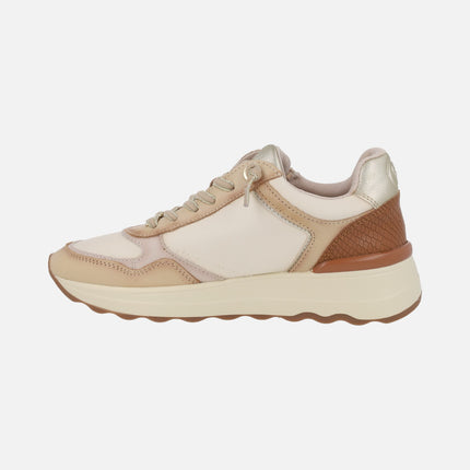 Leather sneakers with zipper and animal print touches