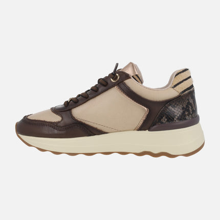Leather sneakers with zipper and animal print touches