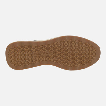 Leather sneakers with zipper and animal print touches