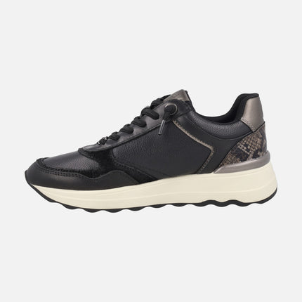 Leather sneakers with zipper and animal print touches