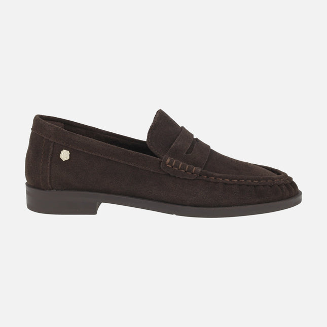 Women's moccasins in suede leather with mask