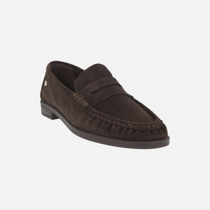 Women's moccasins in suede leather with mask