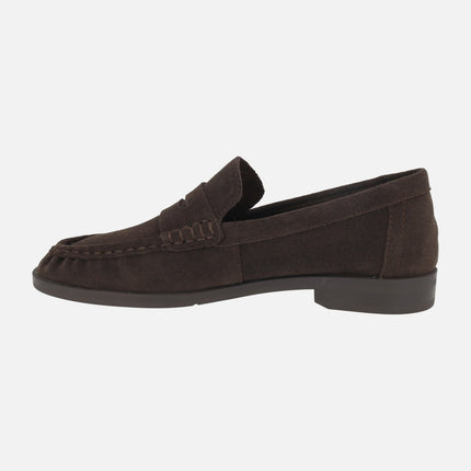 Women's moccasins in suede leather with mask