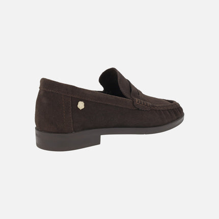 Women's moccasins in suede leather with mask
