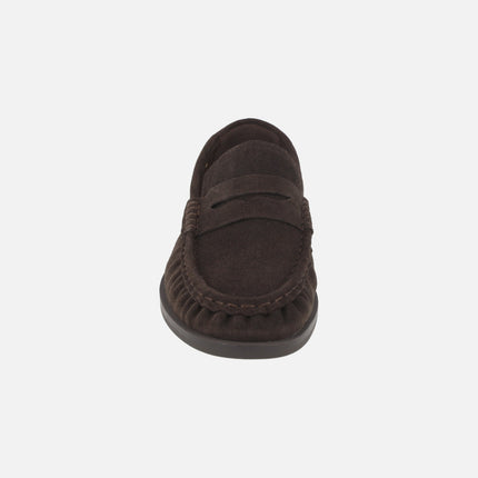 Women's moccasins in suede leather with mask