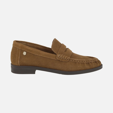 Women's moccasins in suede leather with mask