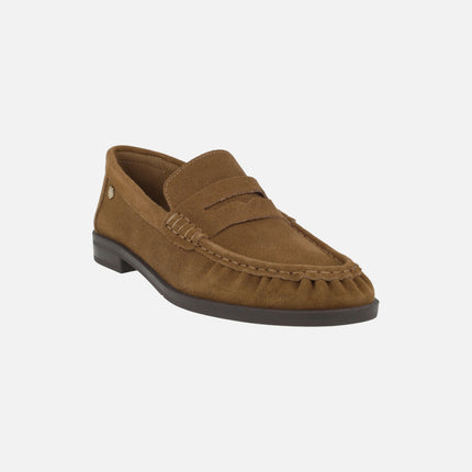 Women's moccasins in suede leather with mask