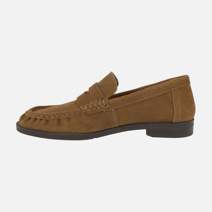 Women's moccasins in suede leather with mask