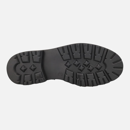 Botines negros de piel con cordones y cremallera