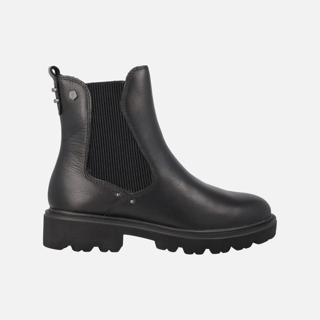 Black leather ankle boots for women chelsea style