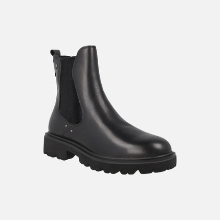 Black leather ankle boots for women chelsea style