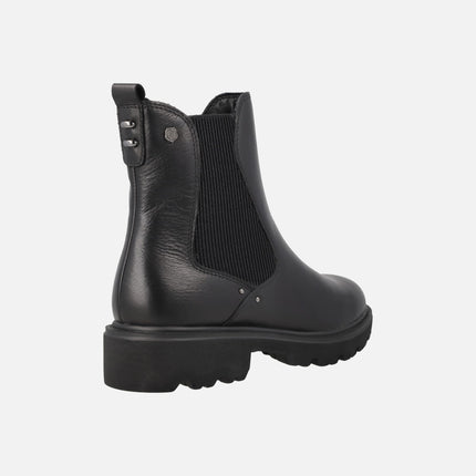 Black leather ankle boots for women chelsea style