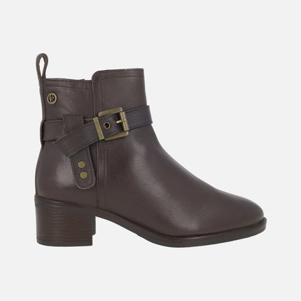 Leather ankle boots with buckle detail