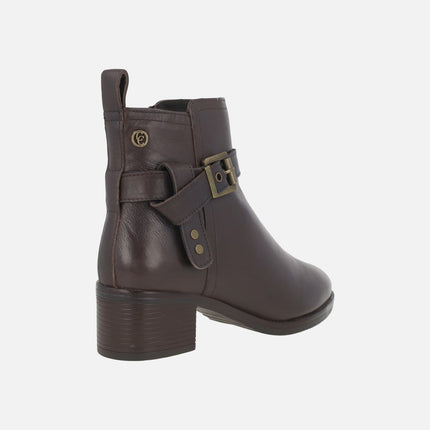 Leather ankle boots with buckle detail