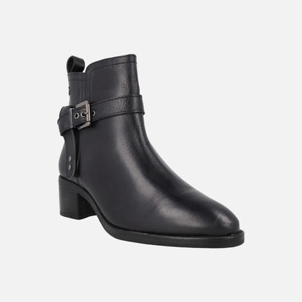 Leather ankle boots with buckle detail