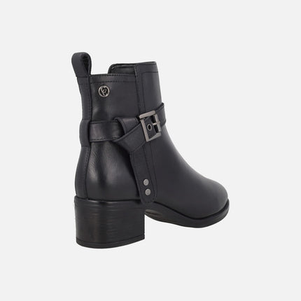 Leather ankle boots with buckle detail