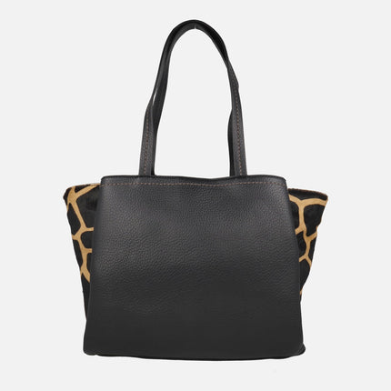 Bolsos para hombro en combinado negro con animal print