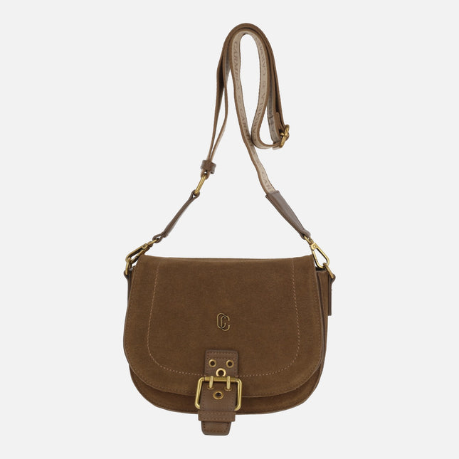 Bolsos bandolera multi material con tapa y hebilla
