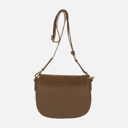 Bolsos bandolera multi material con tapa y hebilla