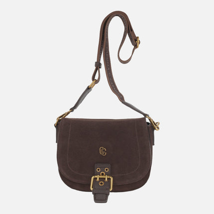 Bolsos bandolera multi material con tapa y hebilla