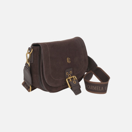 Bolsos bandolera multi material con tapa y hebilla